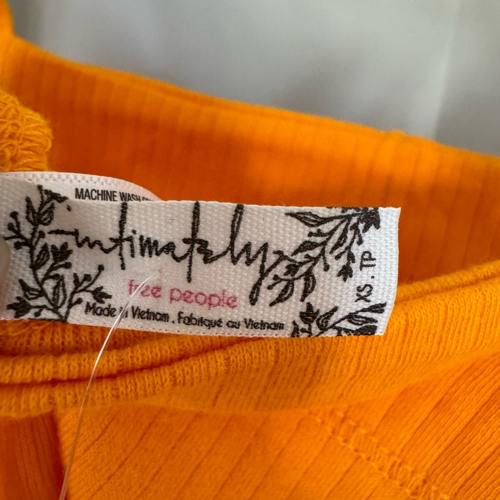 Free People NWT Marissa Ribbed Bodysuit Tangerine Orange Size XS - Picture 7 of 10